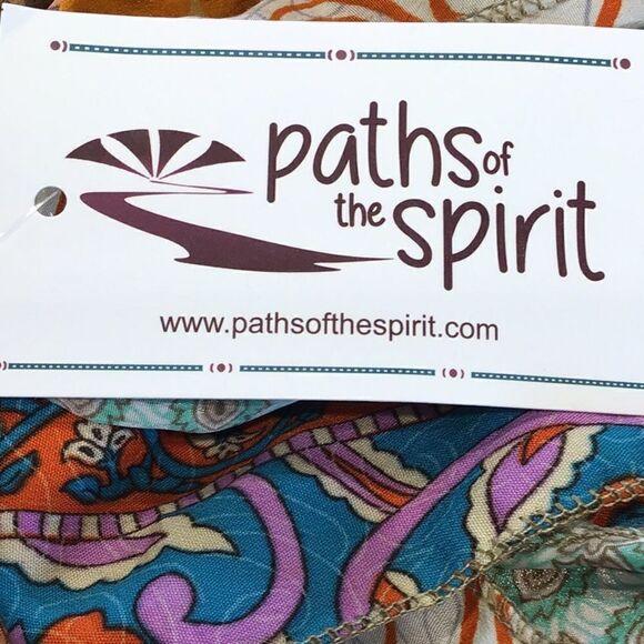 Paths of the Spirit Multicolored Multi Print Ribboned Sari Strip Headband NEW - Picture 6 of 7